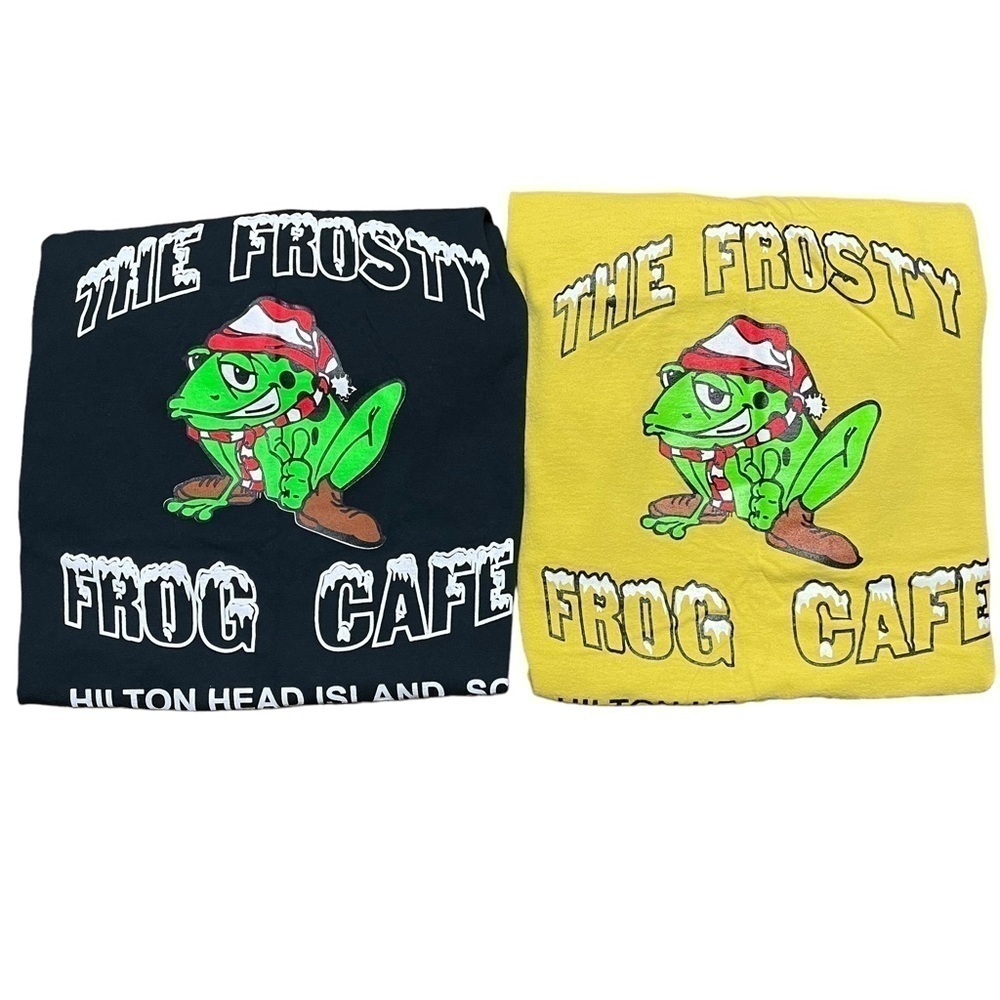 The Frosty Frog Cafe Hilton Head Island T-Shirts Black and Yellow Large